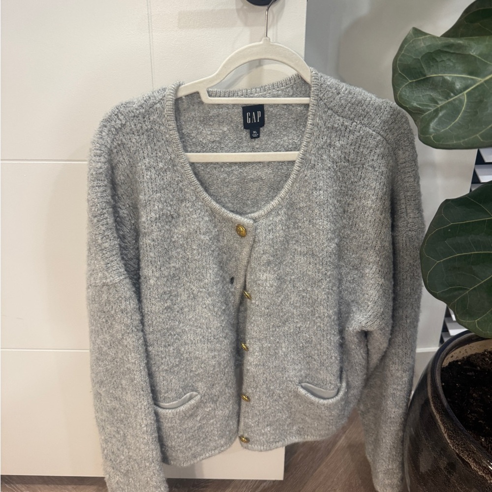 GAP Women's Gray Cardigan with Gold Buttons